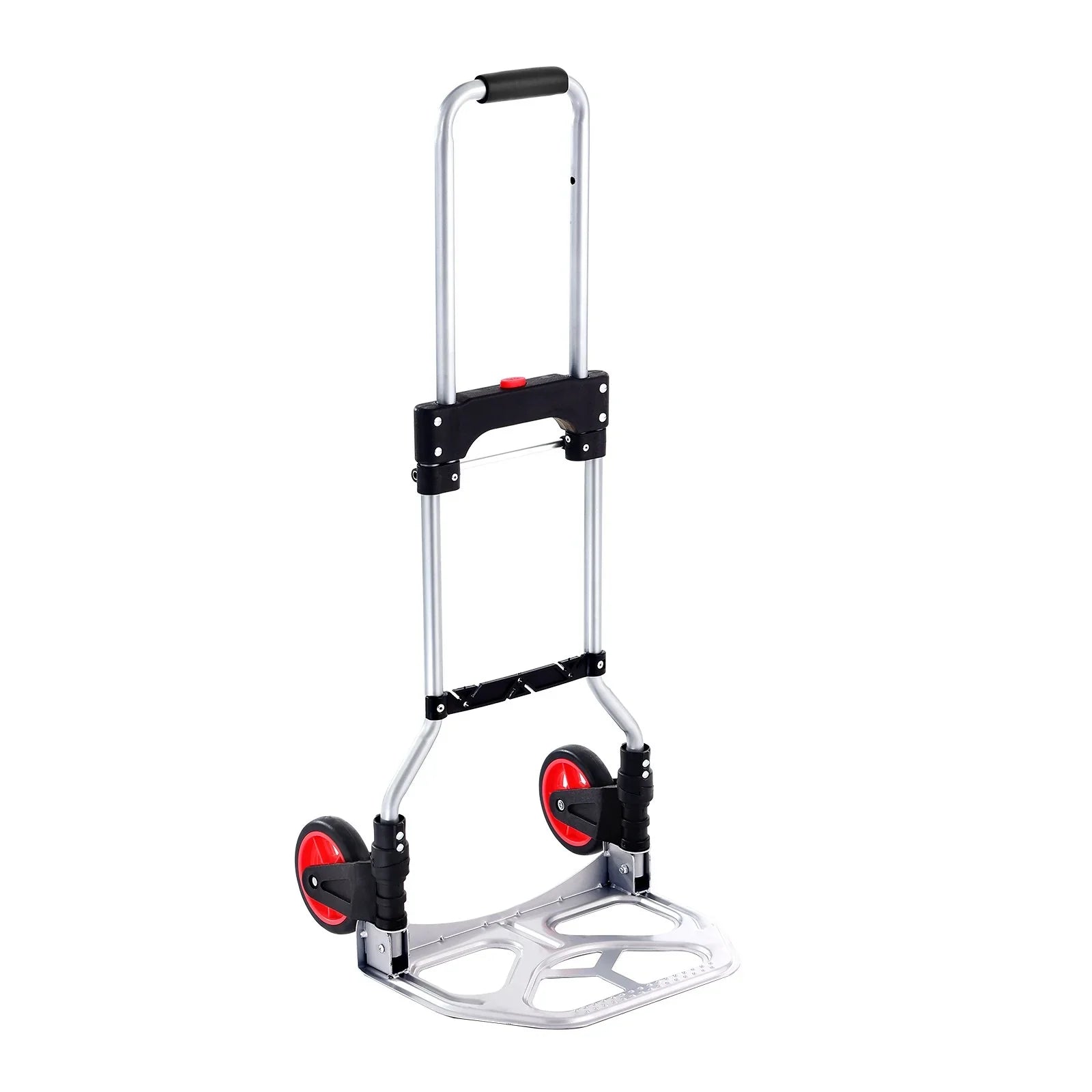 Folding Hand Truck, 80 kg Load Capacity, Aluminum Portable Cart, Convertible Hand Truck and Dolly with Telescoping Handle and Rubber Wheels, Ultra Lightweight Super Strong for Moving Warehouse