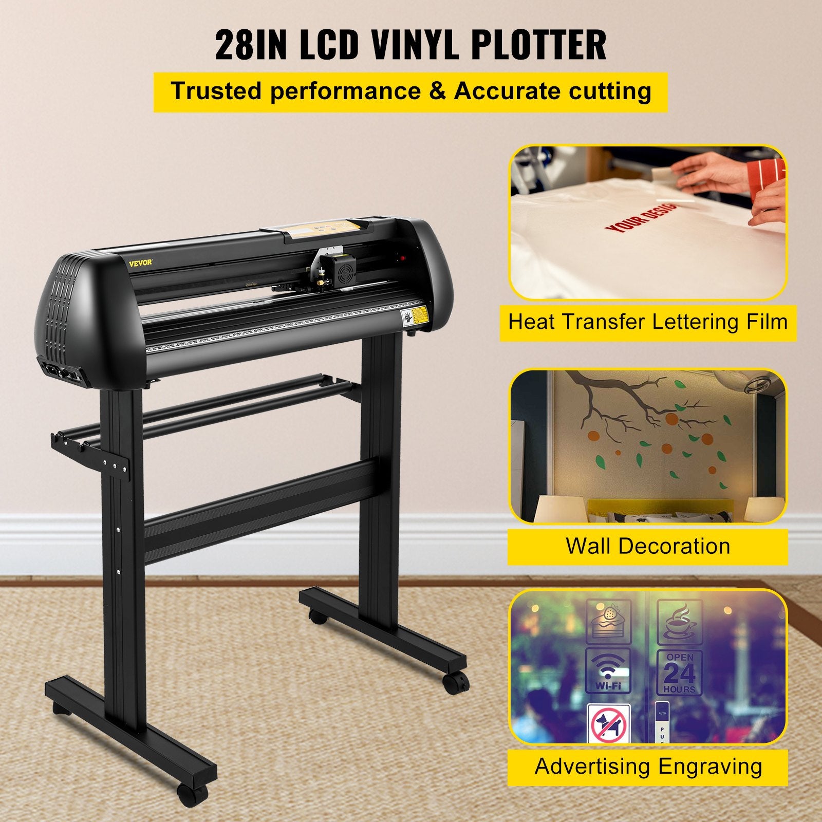 Vinyl Cutter, 28inch Paper Feed Cutting Plotter Bundle, Adjustable Force & Speed Vinyl Printer with Powerful Stepper Motors, Signmaster Software Bundle Kit Compatible with Windows System
