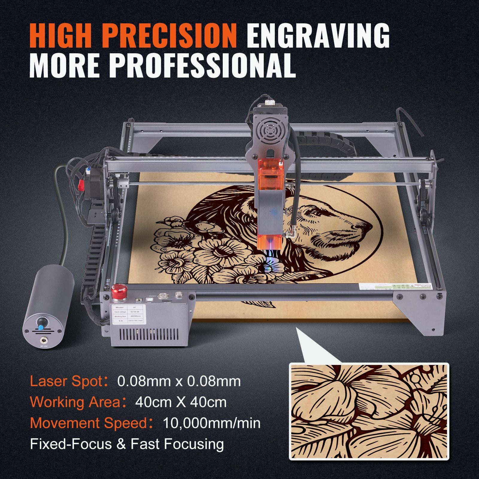 10W Laser Engraver Machine 400x400mm Laser Cutter for Wood Metal Acrylic