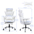 Reclining Office Chair with Footrest, Heavy Duty PU Leather Wide Office Chair, Big and Tall Executive Office Chairs with Lumbar Support, Strong Metal Base Quiet Wheels, White