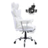 Reclining Office Chair with Footrest, Heavy Duty PU Leather Wide Office Chair, Big and Tall Executive Office Chairs with Lumbar Support, Strong Metal Base Quiet Wheels, White