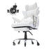 Reclining Office Chair with Footrest, Heavy Duty PU Leather Wide Office Chair, Big and Tall Executive Office Chairs with Lumbar Support, Strong Metal Base Quiet Wheels, White
