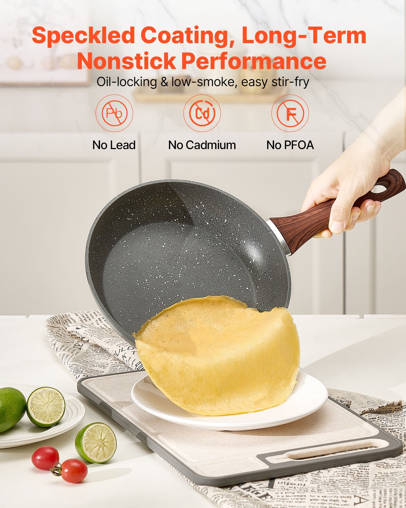 Frying Pan Skillet, Aluminum Egg Fry Pans, 3 Piece Set (250, 280, 325 mm), Nonsitck Heavy-Duty Skillets with Heat-Resistant Handle, Chef's Kitchen Cookware, for Gas, Electric, Induction, Grey