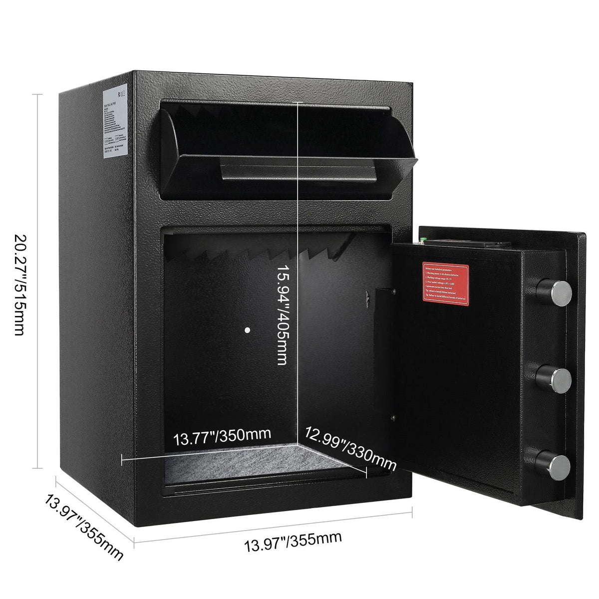 2.5 Cub Depository Safe, Deposit Safe with Drop Slot, Electronic Code Lock and 2 Emergency Keys, 20.27'' x 13.97'' x 13.97'' Business Drop Slot Safe for Cash, Mail in Home, Hotel, Office