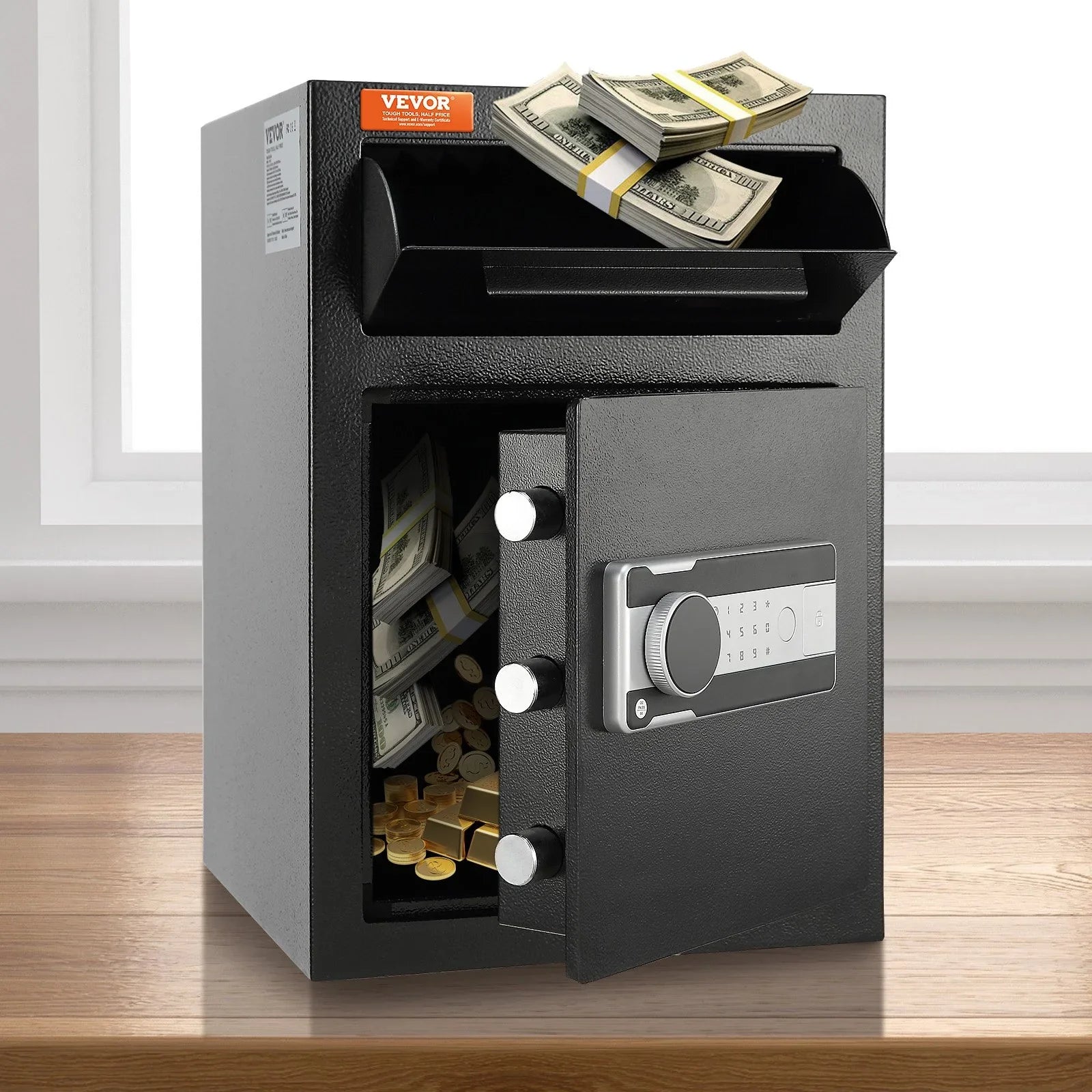 2.5 Cub Depository Safe, Deposit Safe with Drop Slot, Electronic Code Lock and 2 Emergency Keys, 20.27'' x 13.97'' x 13.97'' Business Drop Slot Safe for Cash, Mail in Home, Hotel, Office