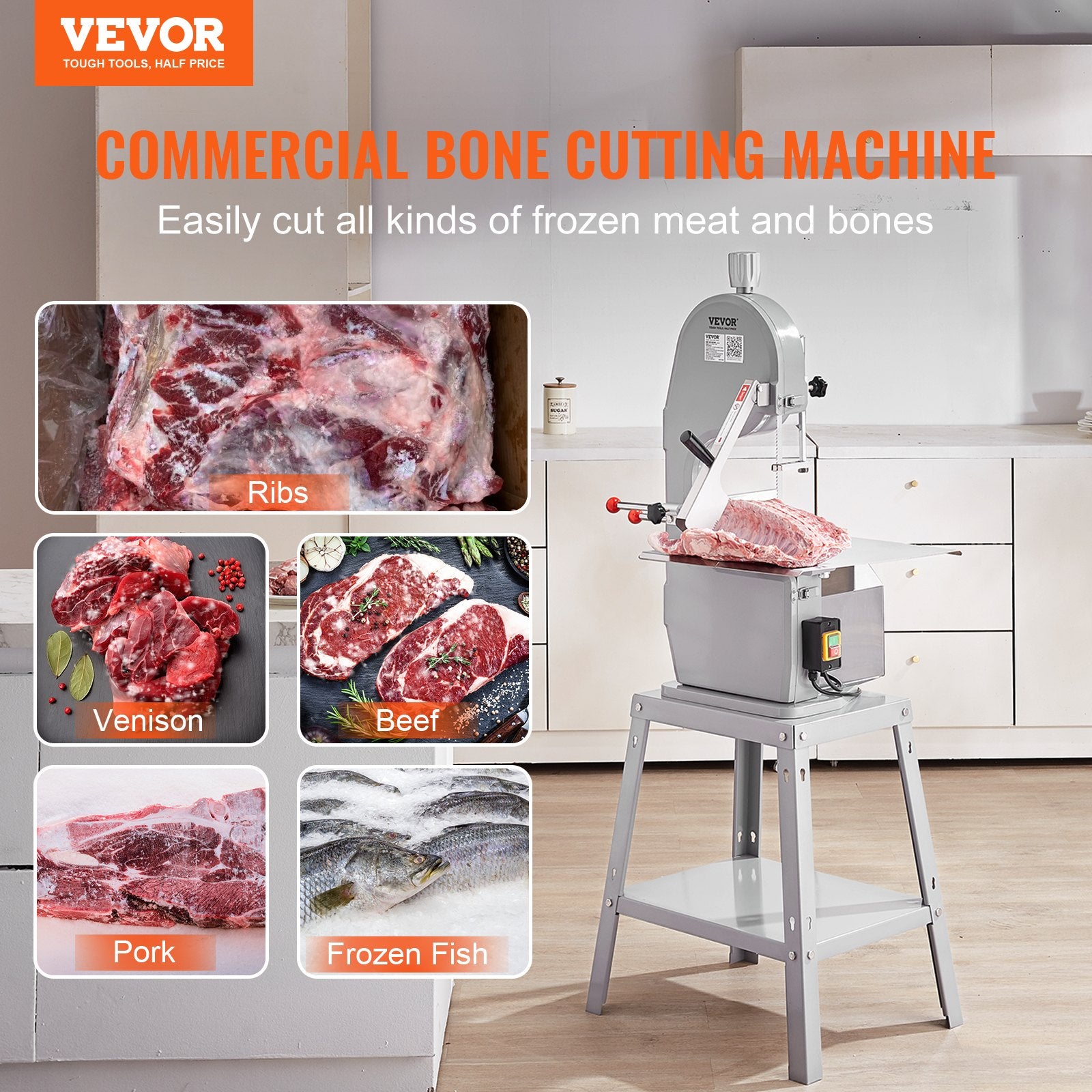 1500W Commercial Electric Meat Bandsaw Stainless Steel Bone Sawing Machine