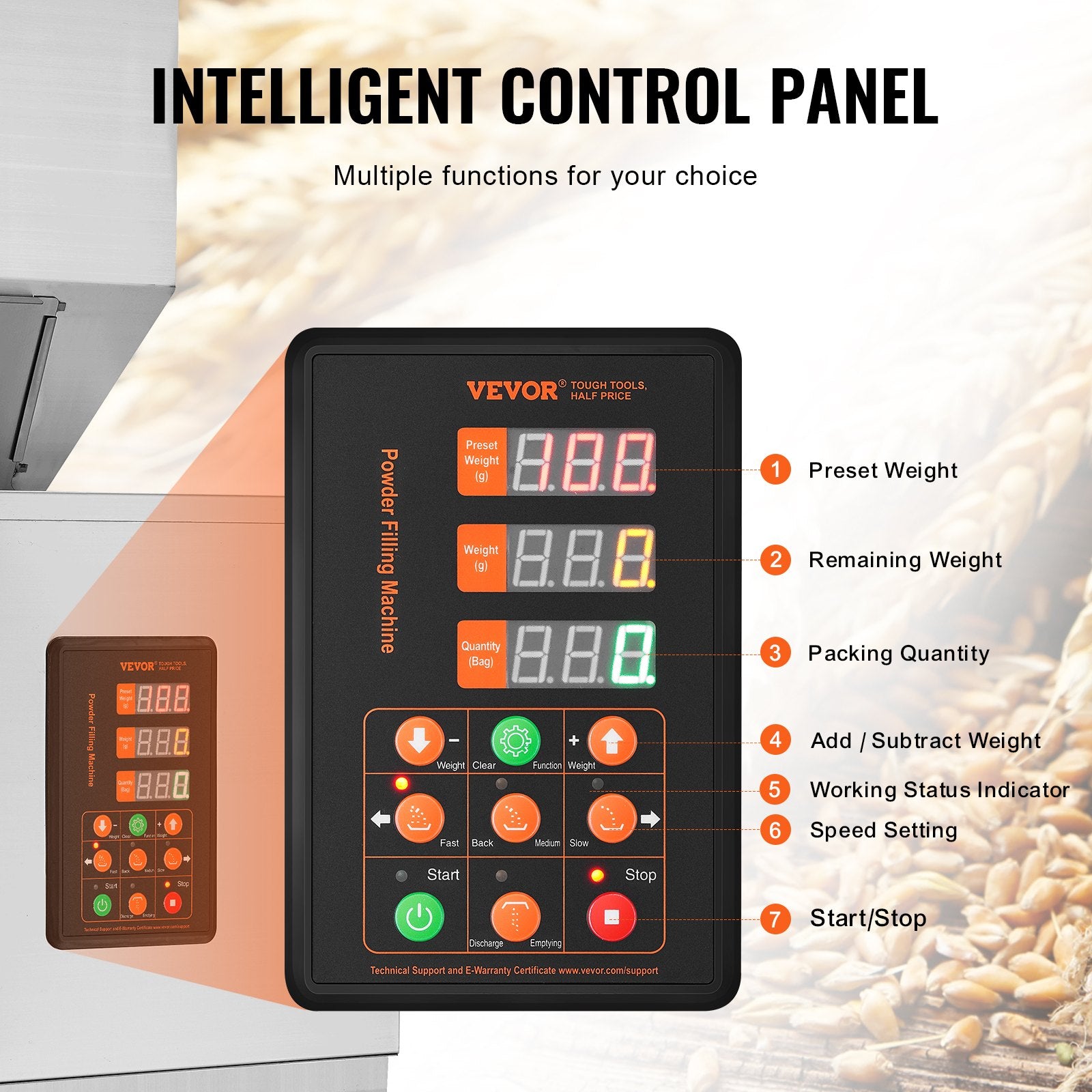 Particle Filling Machine, 10-1000g, Automatic Filler Machine with Foot Pedal, Stainless Steel Weighing Filling Machine, Weigh Filler Packing Machine for Beans Seeds Grains Tea Granular Packing