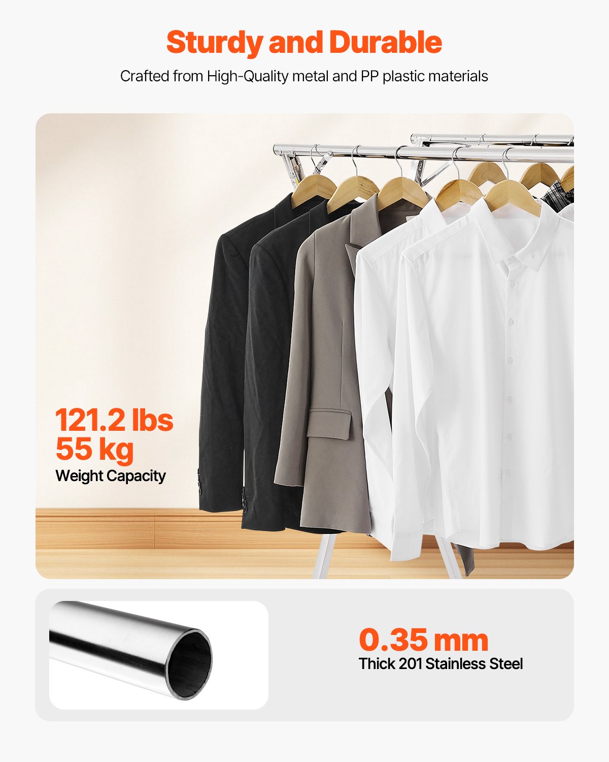 2-Tier Telescopic Clothes Drying Rack w/ 30 Windproof Holes & 2 Shoe Hooks