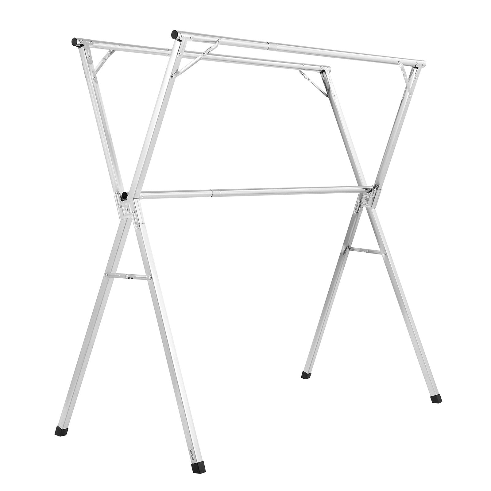 2-Tier Telescopic Clothes Drying Rack w/ 30 Windproof Holes & 2 Shoe Hooks