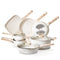 19 Piece Pots and Pans Set Nonstick, Granite Cookware Set, Induction Cookwares, Kitchen RV Cooking Sets with Frying, Sauce, Saute, Tempered Glass Lids, and Pan Protectors, White