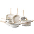 19 Piece Pots and Pans Set Nonstick, Granite Cookware Set, Induction Cookwares, Kitchen RV Cooking Sets with Frying, Sauce, Saute, Tempered Glass Lids, and Pan Protectors, White