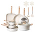19-Piece Granite Nonstick Cookware Set Pots & Pans with Glass Lids White