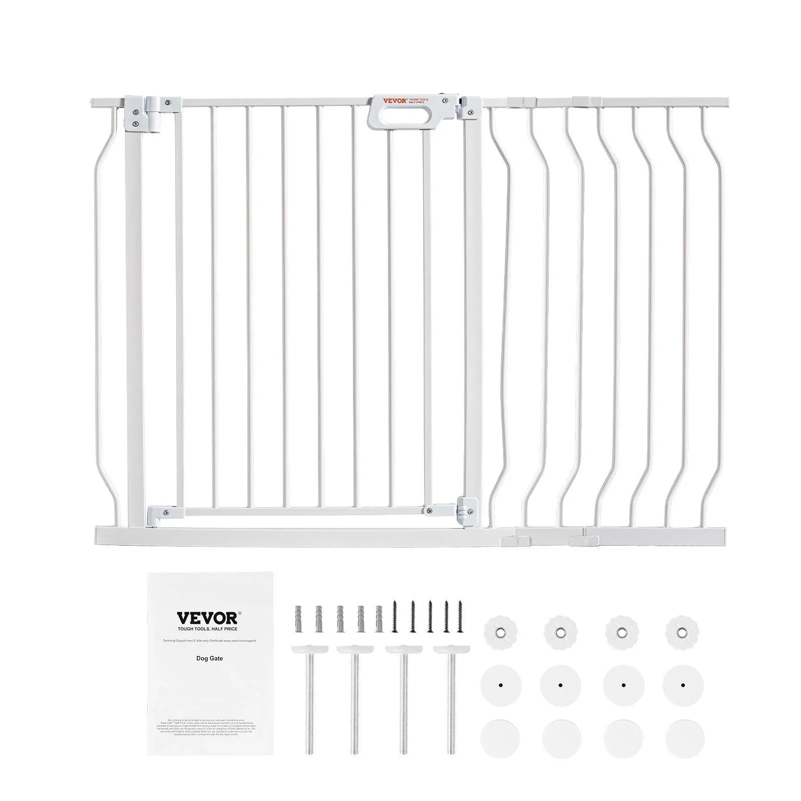 Baby Gate, 749-1229 mm Extra Wide, 762 mm High, Dog Gate for Stairs Doorways and House, Easy Step Walk Thru Auto Close Child Gate Pet Security Gate with Pressure Mount and Wall Mount Kit, White