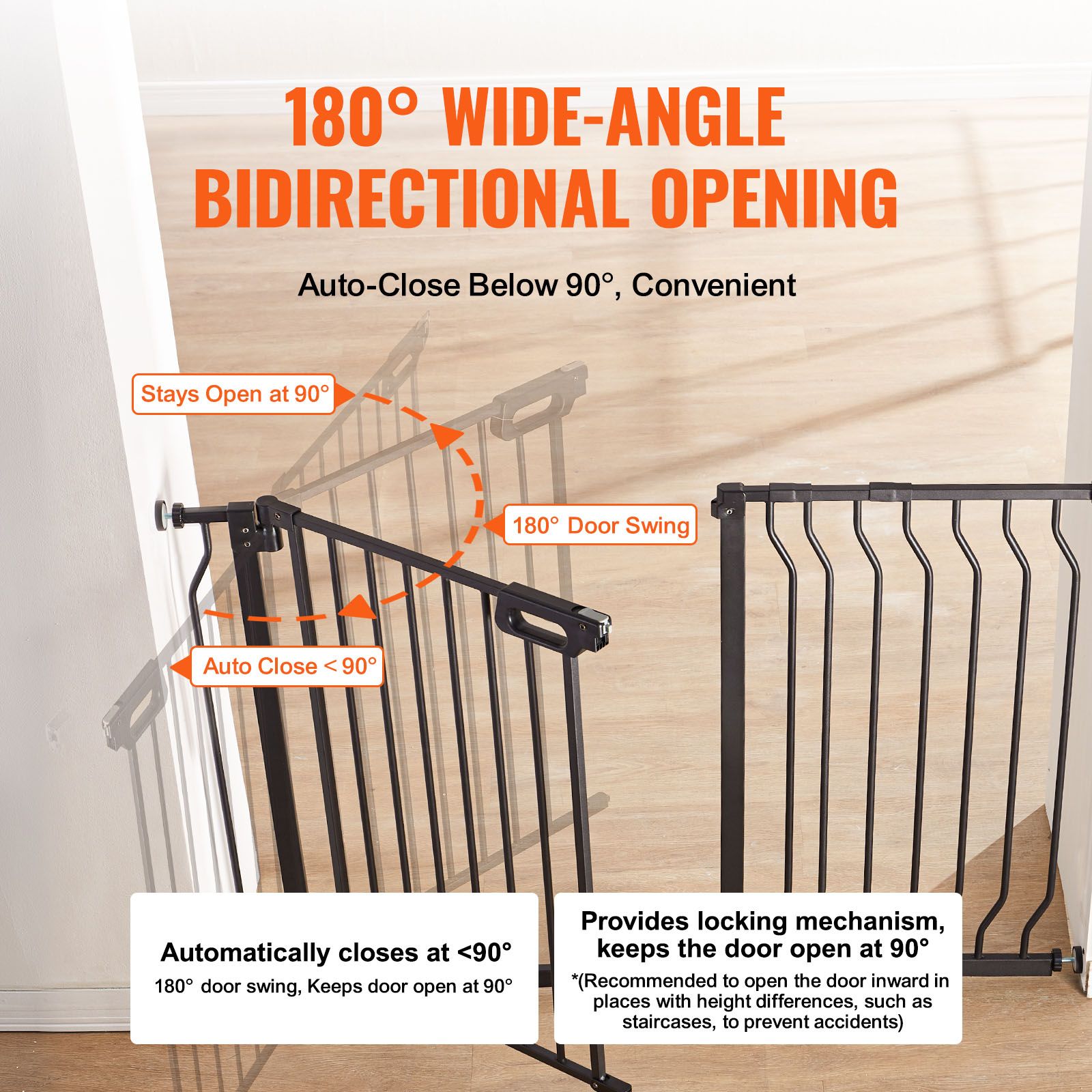 Extra Wide Baby Gate 749-1229mm Auto Close Pet Safety Gate for Stairs