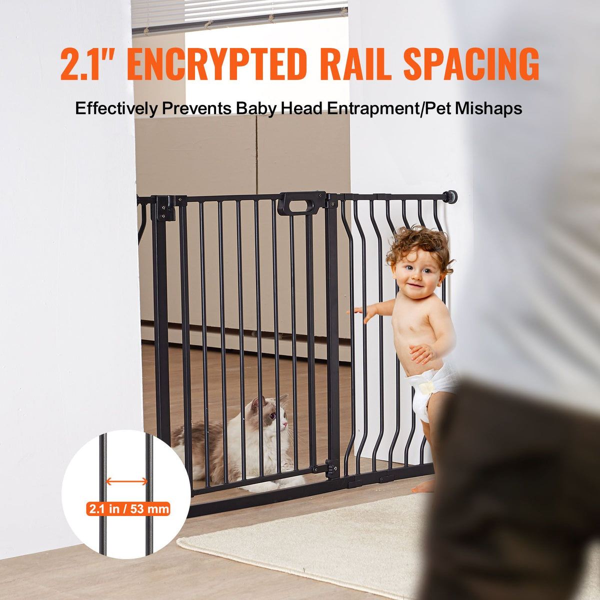 Extra Wide Baby Gate 749-1229mm Auto Close Pet Safety Gate for Stairs