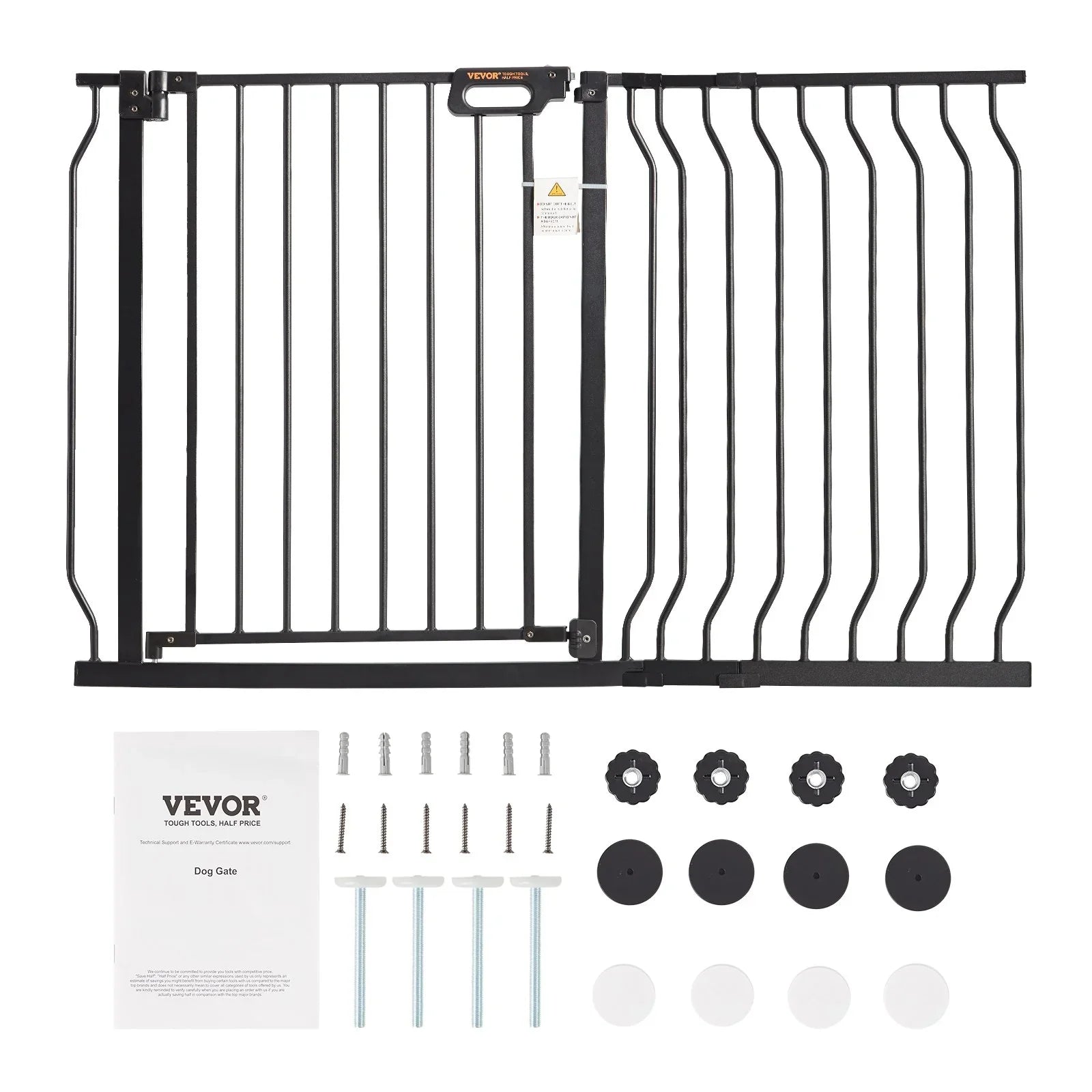 Baby Gate, 749-1229 mm Extra Wide, 762 mm High, Dog Gate for Stairs Doorways and House, Easy Step Walk Thru Auto Close Child Gate Pet Security Gate with Pressure Mount and Wall Mount Kit, Black