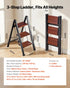 3 Step Ladder, Folding Step Stool with Wide Anti-Slip Pedal and Comfort Handgrip, Lightweight 150 kg Capacity Portable Aluminum Plant Support, Multi-Use for Adults, Home Repairing, Cleaning
