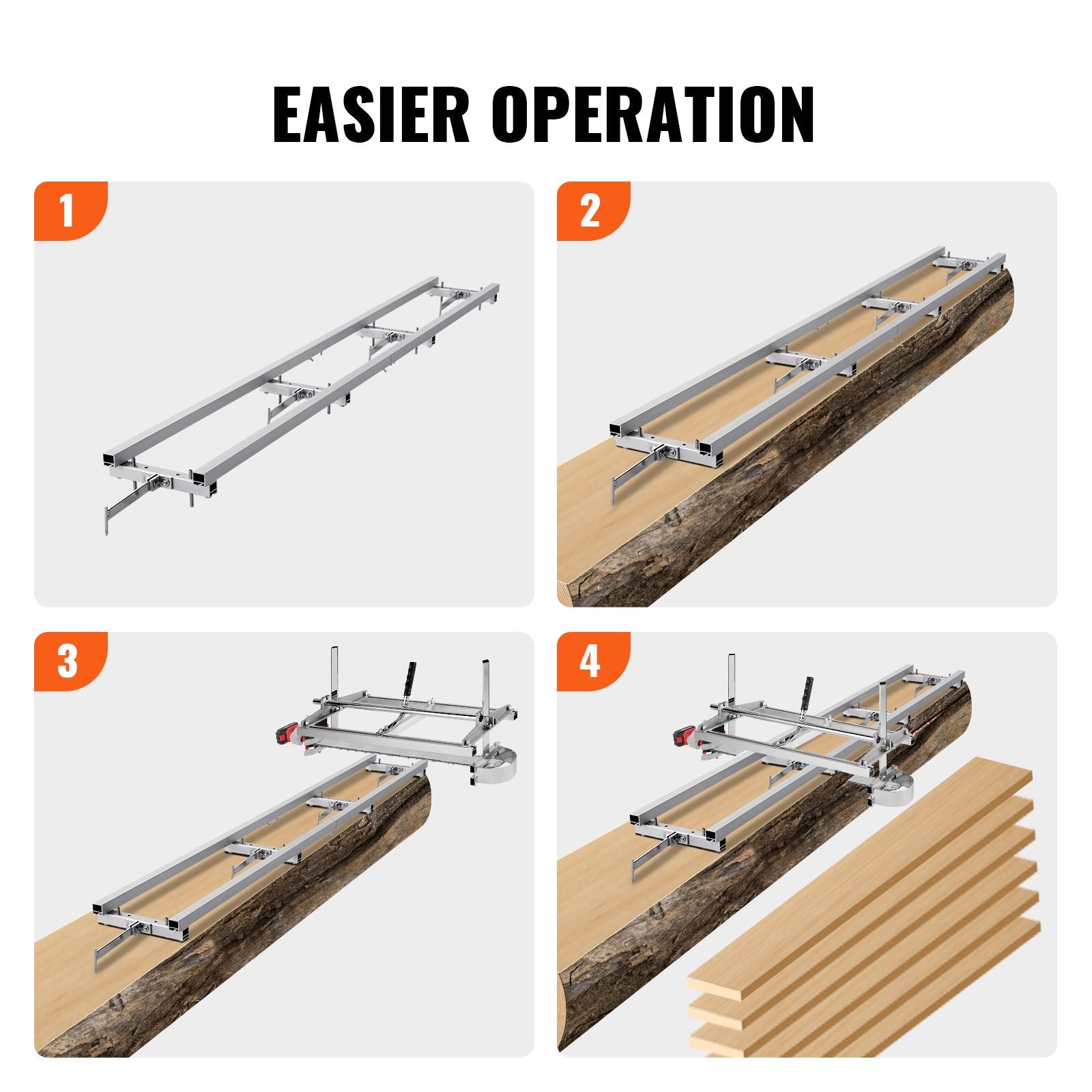 9ft Chainsaw Mill Rail Guide System Adjustable Aluminum Milling Guide Kit