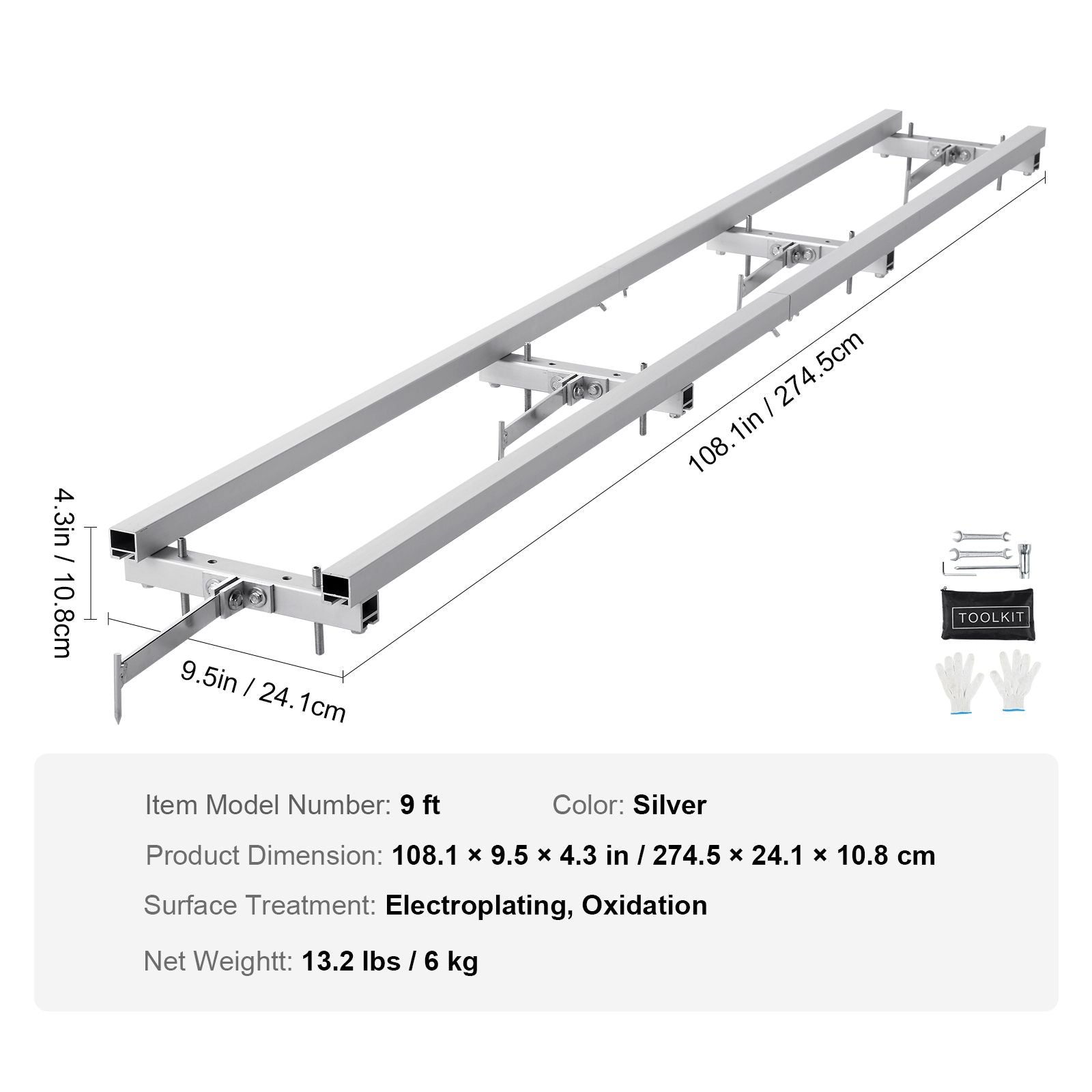 9ft Chainsaw Mill Rail Guide System Adjustable Aluminum Milling Guide Kit