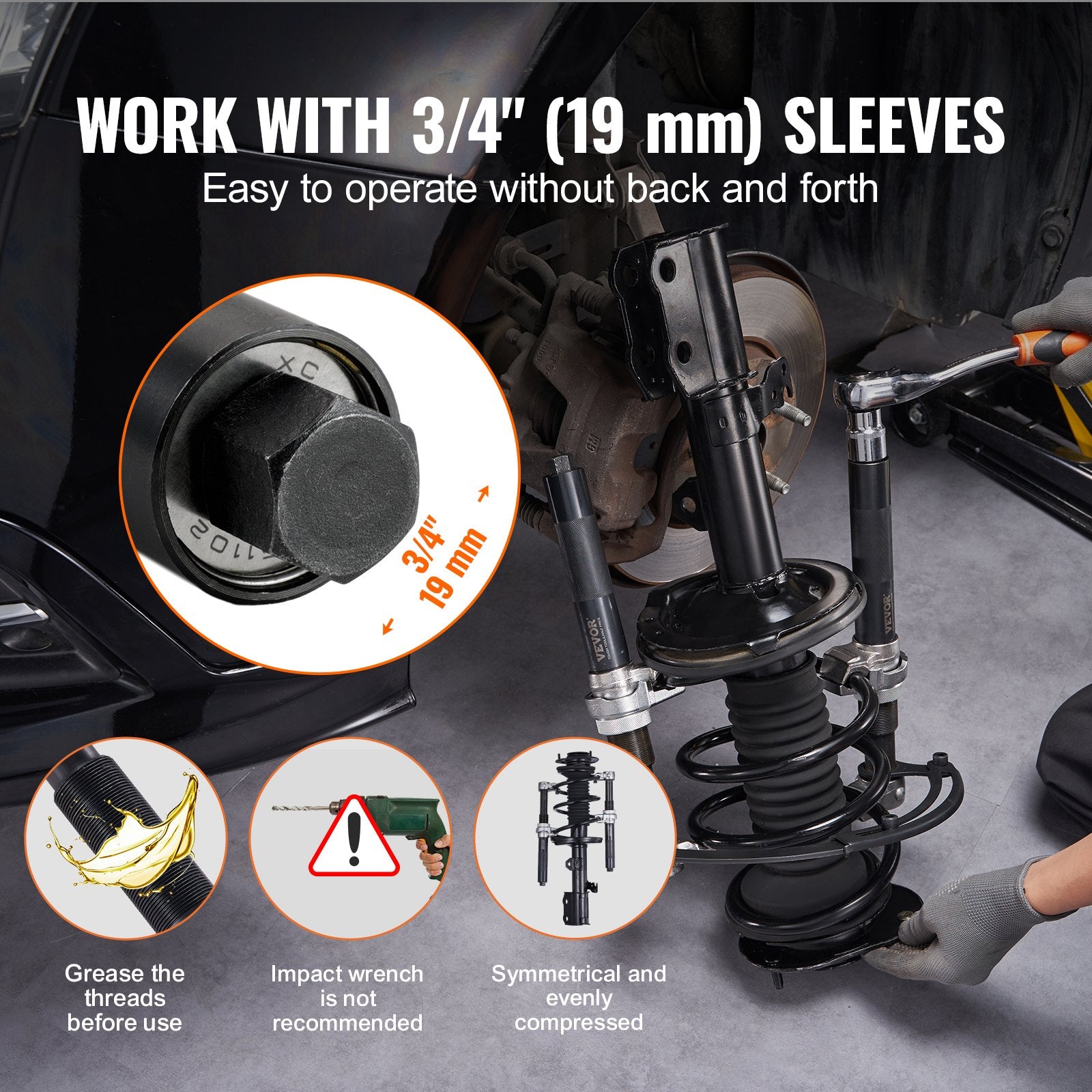 Coil Spring Compressor Tool, 2 pcs Heavy Duty Macpherson Strut Spring Compressor Set, 2646 lbs Strut Spring Compressor with Safety Bracket and Carrying Case, for Car Truck ATV UTV