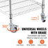 Kitchen Utility Cart, 3 Tiers, Wire Rolling Cart with 213kg Capacity, Steel Service Cart on Wheels, Metal Storage Trolley with 76mm Basket Curved Handle PP Liner 6 Hooks, for Indoor and Outdoor