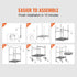 Kitchen Utility Cart, 3 Tiers, Wire Rolling Cart with 213kg Capacity, Steel Service Cart on Wheels, Metal Storage Trolley with 76mm Basket Curved Handle PP Liner 6 Hooks, for Indoor and Outdoor