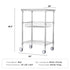 Kitchen Utility Cart, 3 Tiers, Wire Rolling Cart with 213kg Capacity, Steel Service Cart on Wheels, Metal Storage Trolley with 76mm Basket Curved Handle PP Liner 6 Hooks, for Indoor and Outdoor
