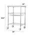 Kitchen Utility Cart, 3 Tiers, Wire Rolling Cart with 213kg Capacity, Steel Service Cart on Wheels, Metal Storage Trolley with 76mm Basket Curved Handle PP Liner 6 Hooks, for Indoor and Outdoor