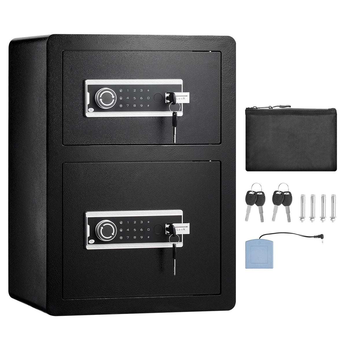 Double Door 3.5 cu.ft Safe Box with Key Lock Password Fireproof Bag Black