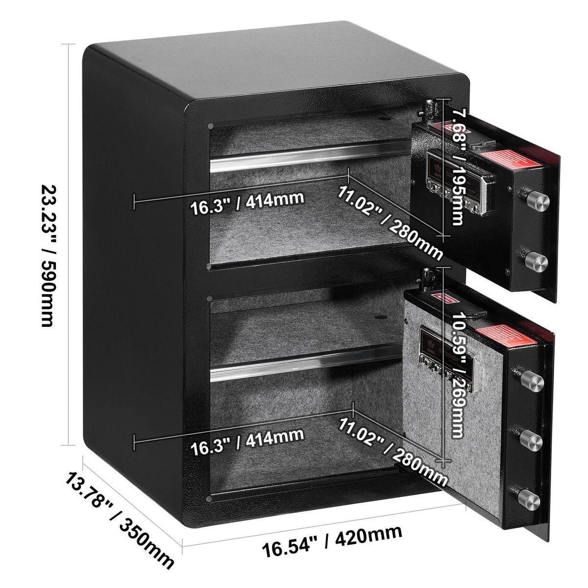 Double Door 3.5 cu.ft Safe Box with Key Lock Password Fireproof Bag Black