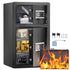 Double Doors 4.5 cu.ft Safe Box with Key Lock & Password, Safe Lock Box with Fireproof Bag, Key Rack, LED Light and 2 Height Adjustable and Removable Divider for Money, Documents, Jewelry and Valuables, Black