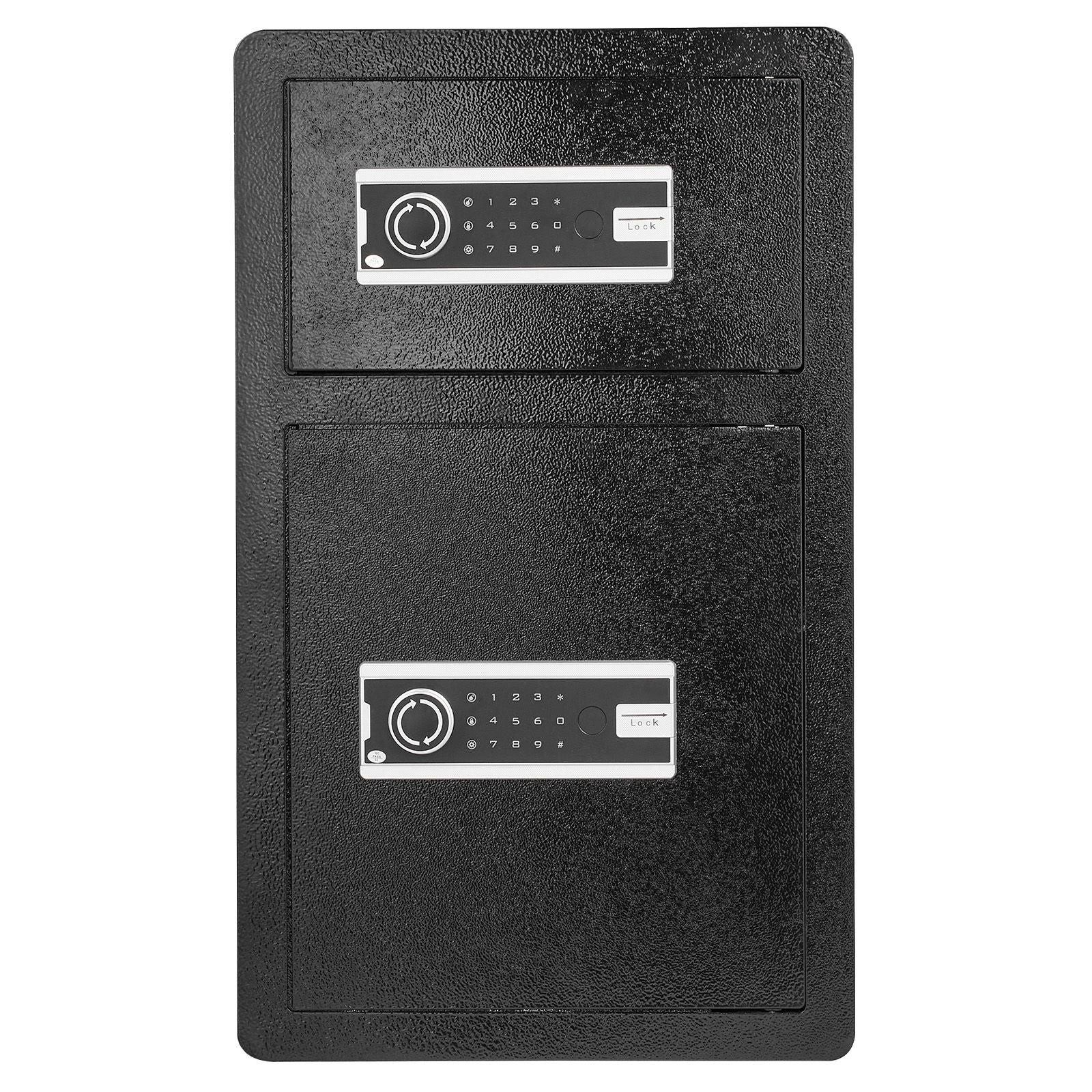Double Doors 4.5 cu.ft Safe Box with Key Lock & Password, Safe Lock Box with Fireproof Bag, Key Rack, LED Light and 2 Height Adjustable and Removable Divider for Money, Documents, Jewelry and Valuables, Black
