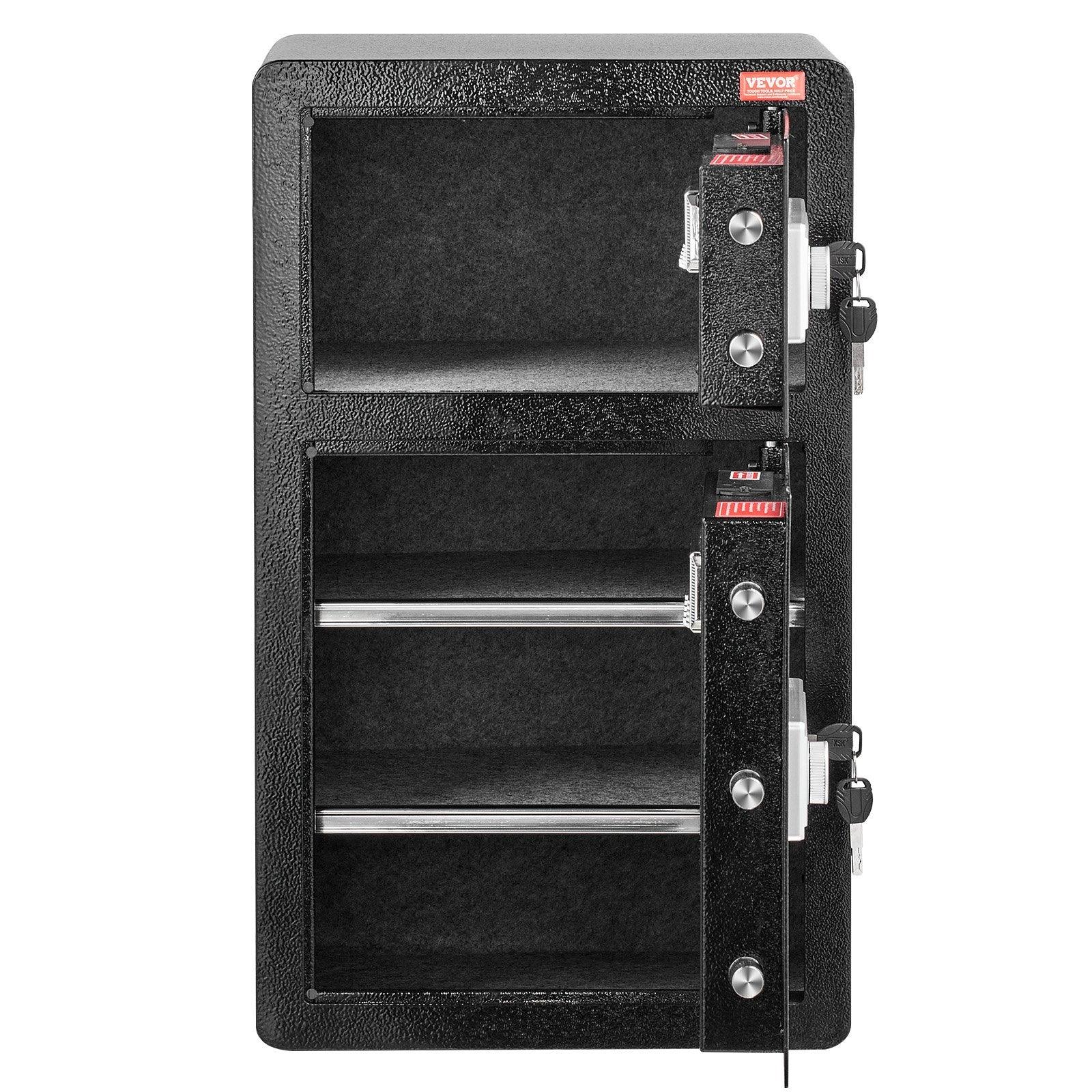 Double Doors 4.5 cu.ft Safe Box with Key Lock & Password, Safe Lock Box with Fireproof Bag, Key Rack, LED Light and 2 Height Adjustable and Removable Divider for Money, Documents, Jewelry and Valuables, Black