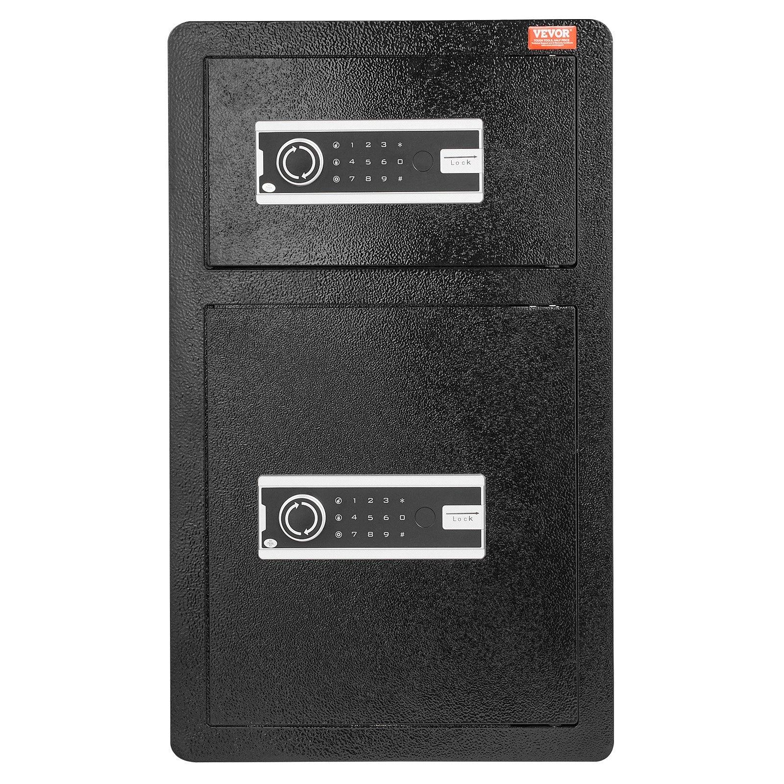 Double Doors 4.5 cu.ft Safe Box with Key Lock & Password, Safe Lock Box with Fireproof Bag, Key Rack, LED Light and 2 Height Adjustable and Removable Divider for Money, Documents, Jewelry and Valuables, Black