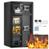 Double Doors 7.2 cu.ft Safe Box with Key Lock & Password, Safe Lock Box with Fireproof Bag, Key Rack, LED Light and 2 Height Adjustable and Removable Divider for Money, Documents, Jewelry and Valuables, Black