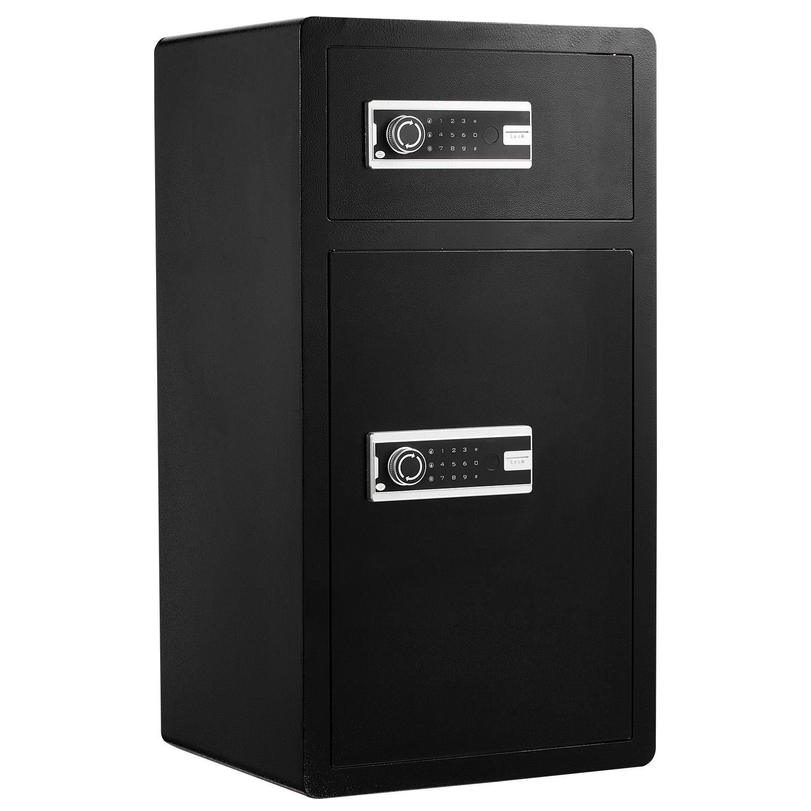Double Doors 7.2 cu.ft Safe Box with Key Lock & Password, Safe Lock Box with Fireproof Bag, Key Rack, LED Light and 2 Height Adjustable and Removable Divider for Money, Documents, Jewelry and Valuables, Black