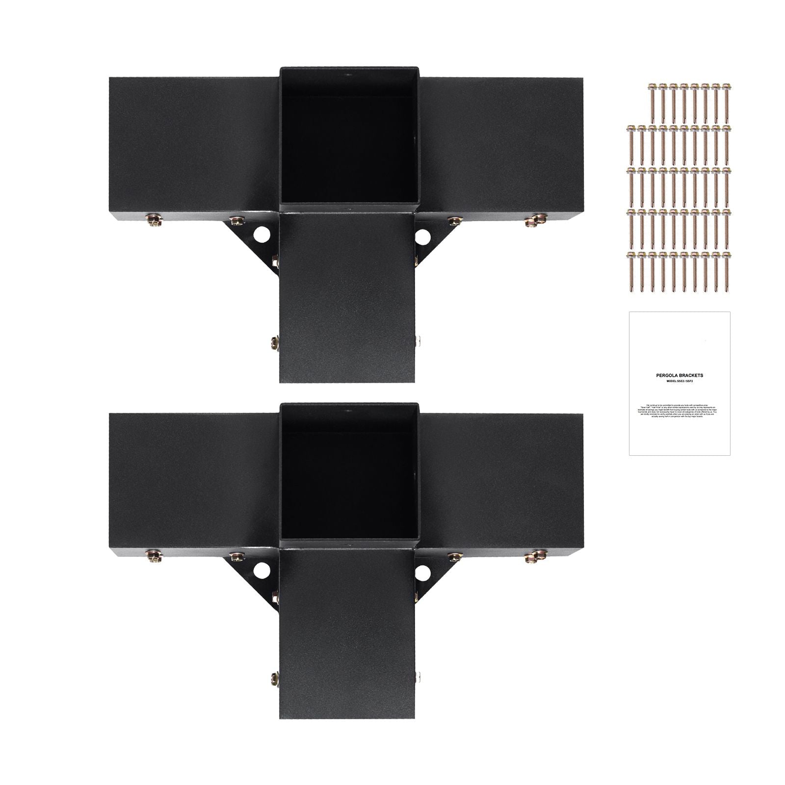 4'×4' Pergola Brackets – Four‑Way Carbon Steel Kit, Powder‑Coated, 2 Pack
