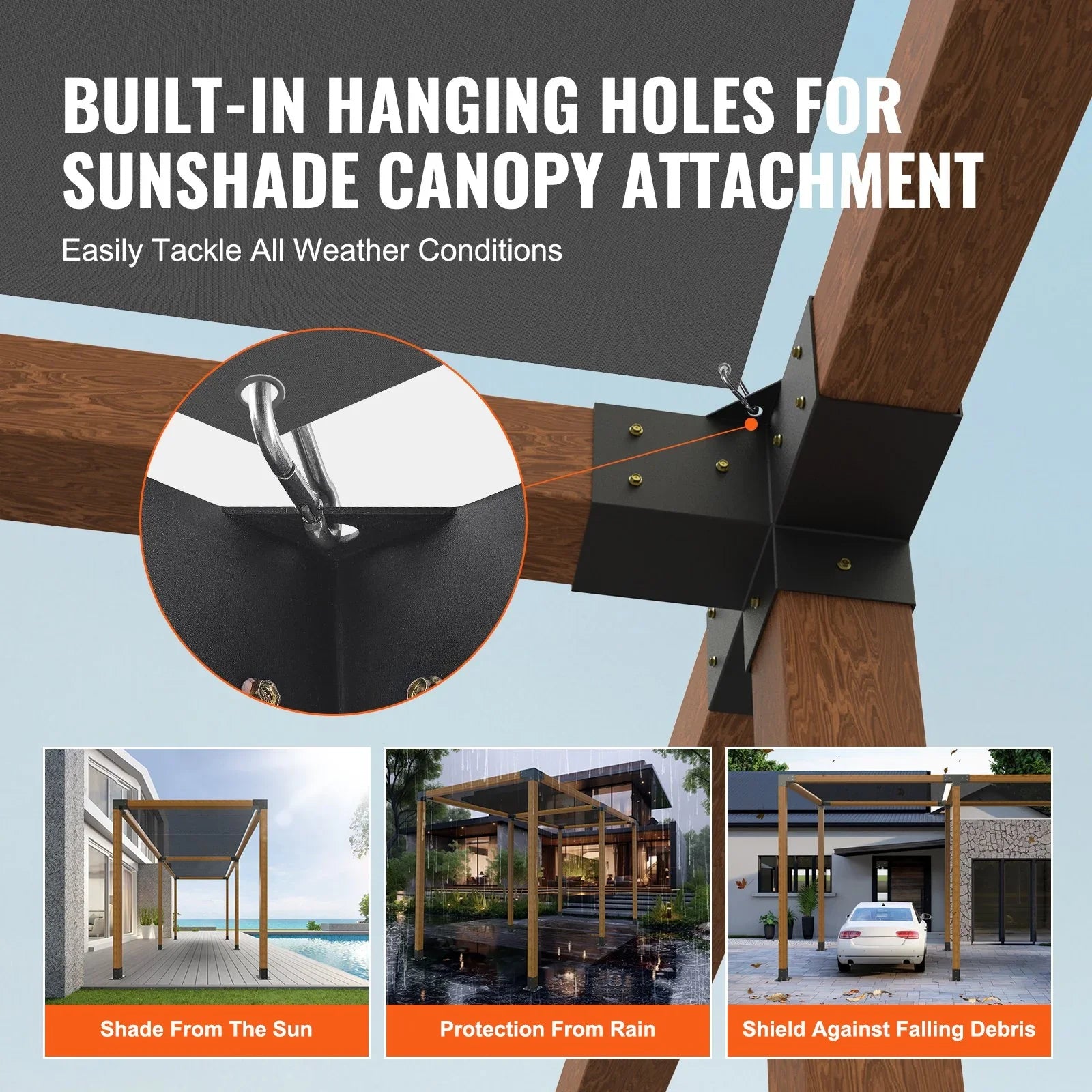 4'×4' Pergola Brackets – Four‑Way Carbon Steel Kit, Powder‑Coated, 2 Pack