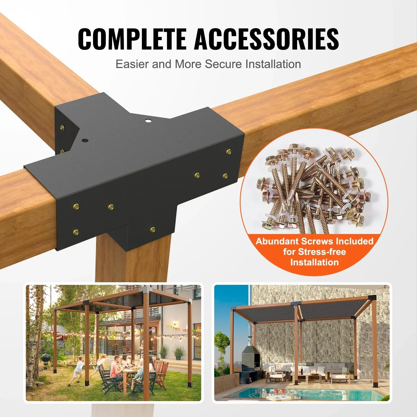 4'×4' Pergola Brackets – Four‑Way Carbon Steel Kit, Powder‑Coated, 2 Pack