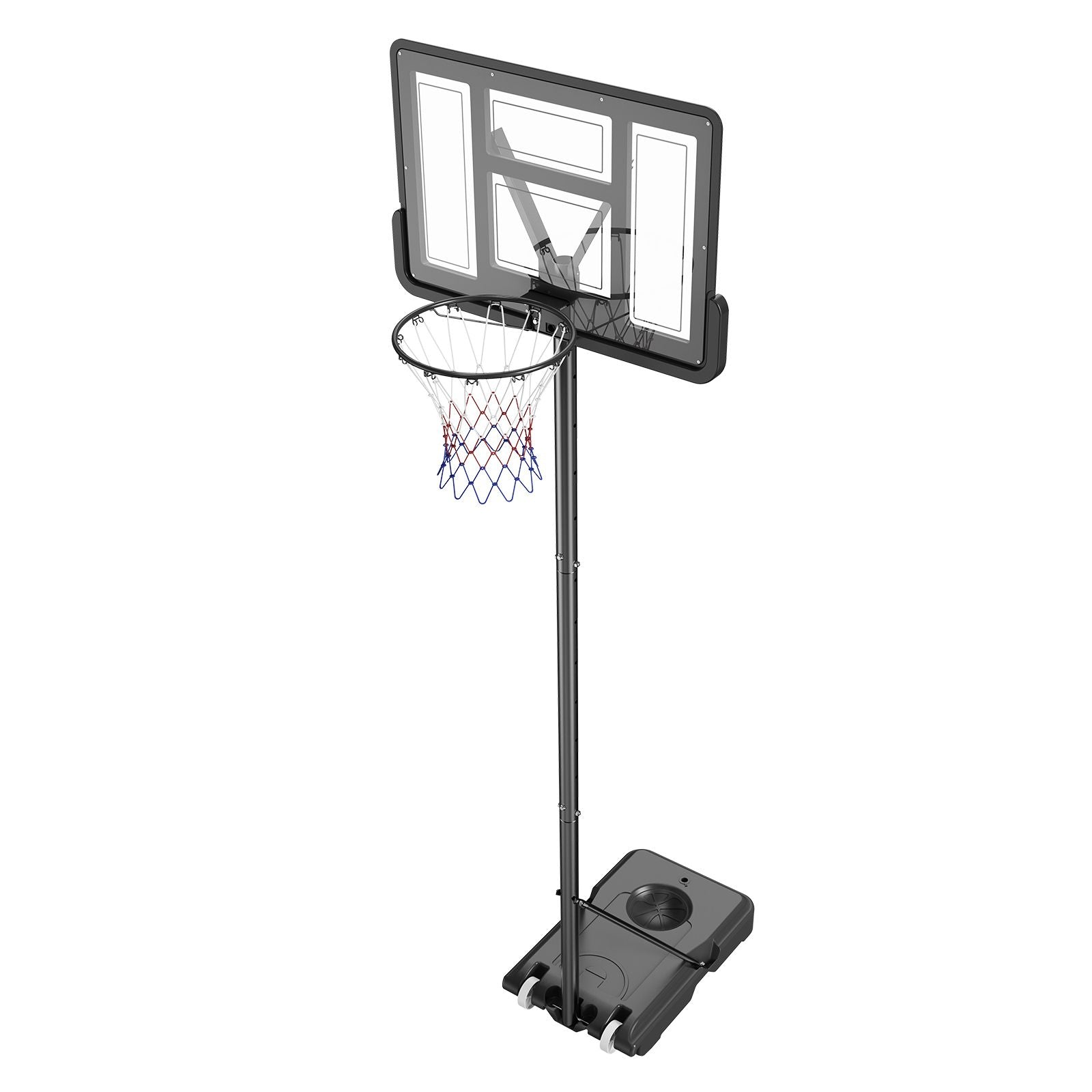 Basketball Hoop, 4-10 ft Adjustable Height Portable Backboard System, 44 inch Basketball Hoop & Goal, Kids & Adults Basketball Set with Wheels, Stand, and Fillable Base, for Outdoor/Indoor