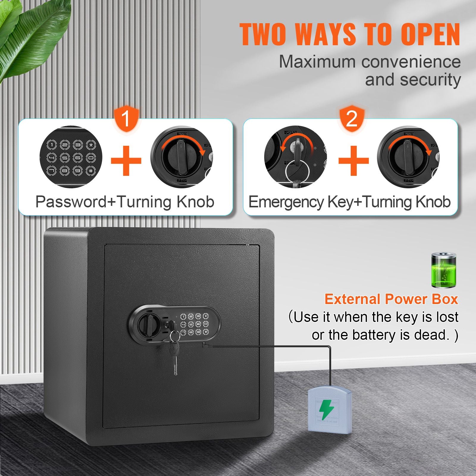 1.8 Cu Ft Home Safe Steel Box for Cash and Gold Dual Lock 15.75in Model