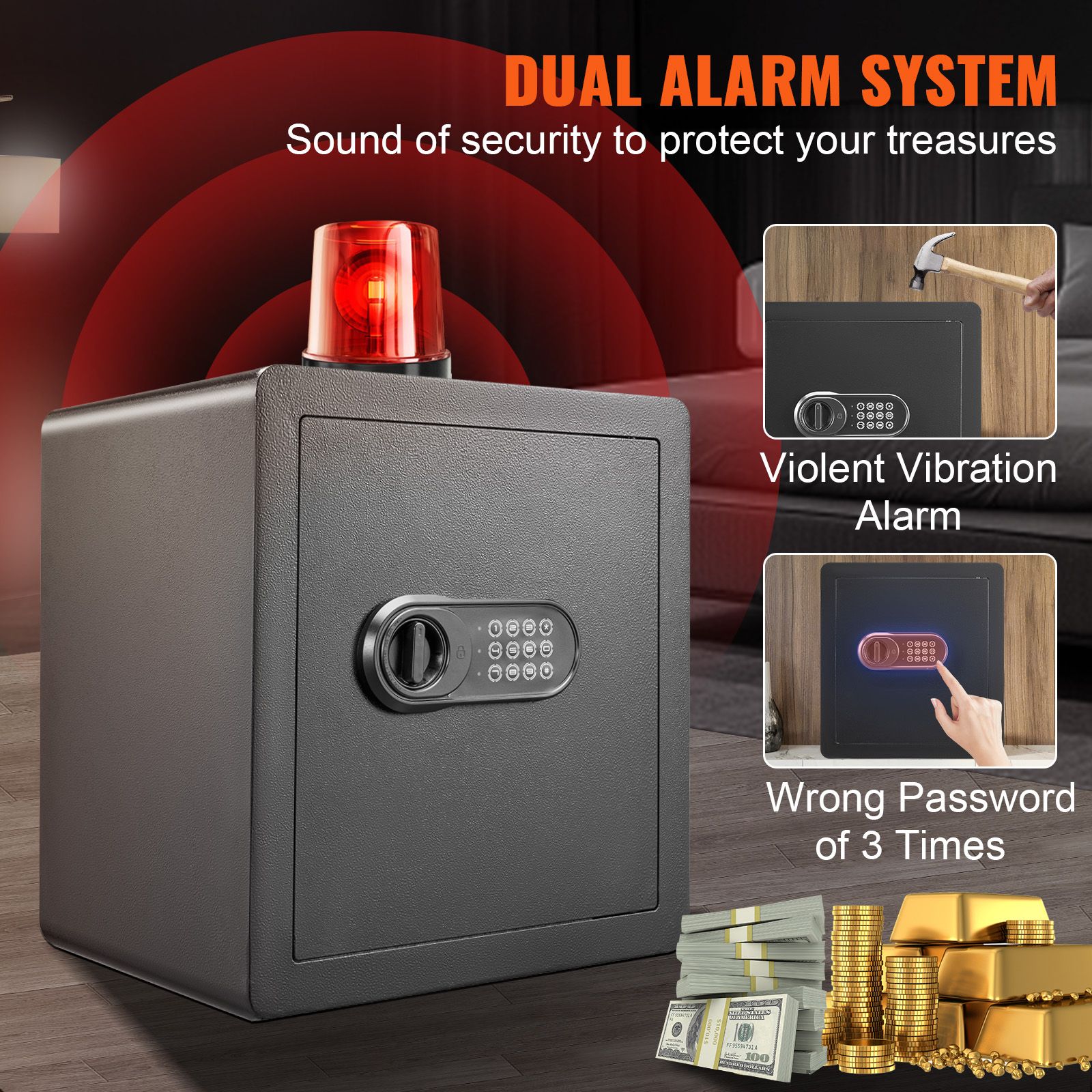 1.8 Cu Ft Home Safe Steel Box for Cash and Gold Dual Lock 15.75in Model