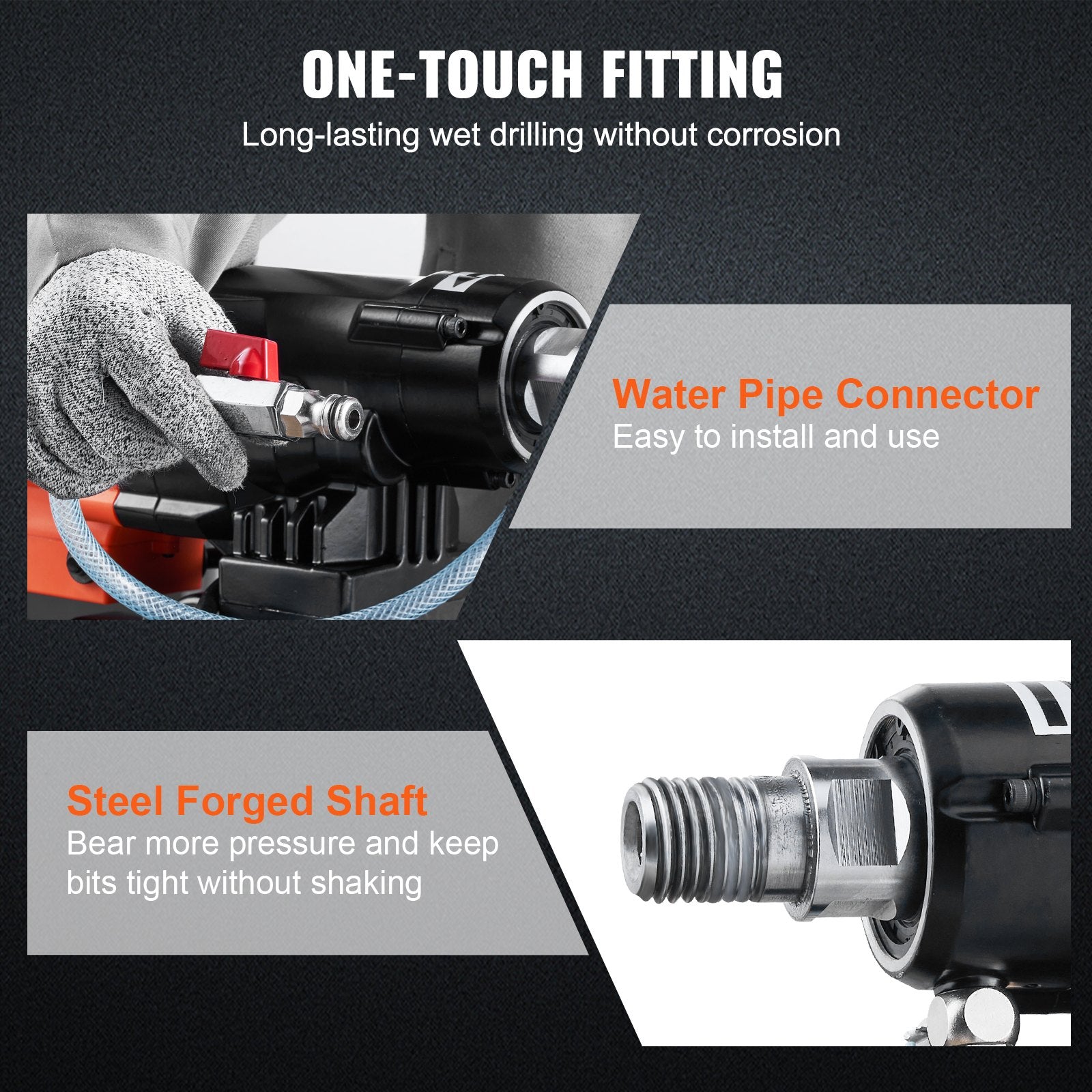 Diamond Core Drilling Machine, 8in Wet&Dry Concrete Core Drill Rig with Stand, 750RPM Speed & 1-1/4