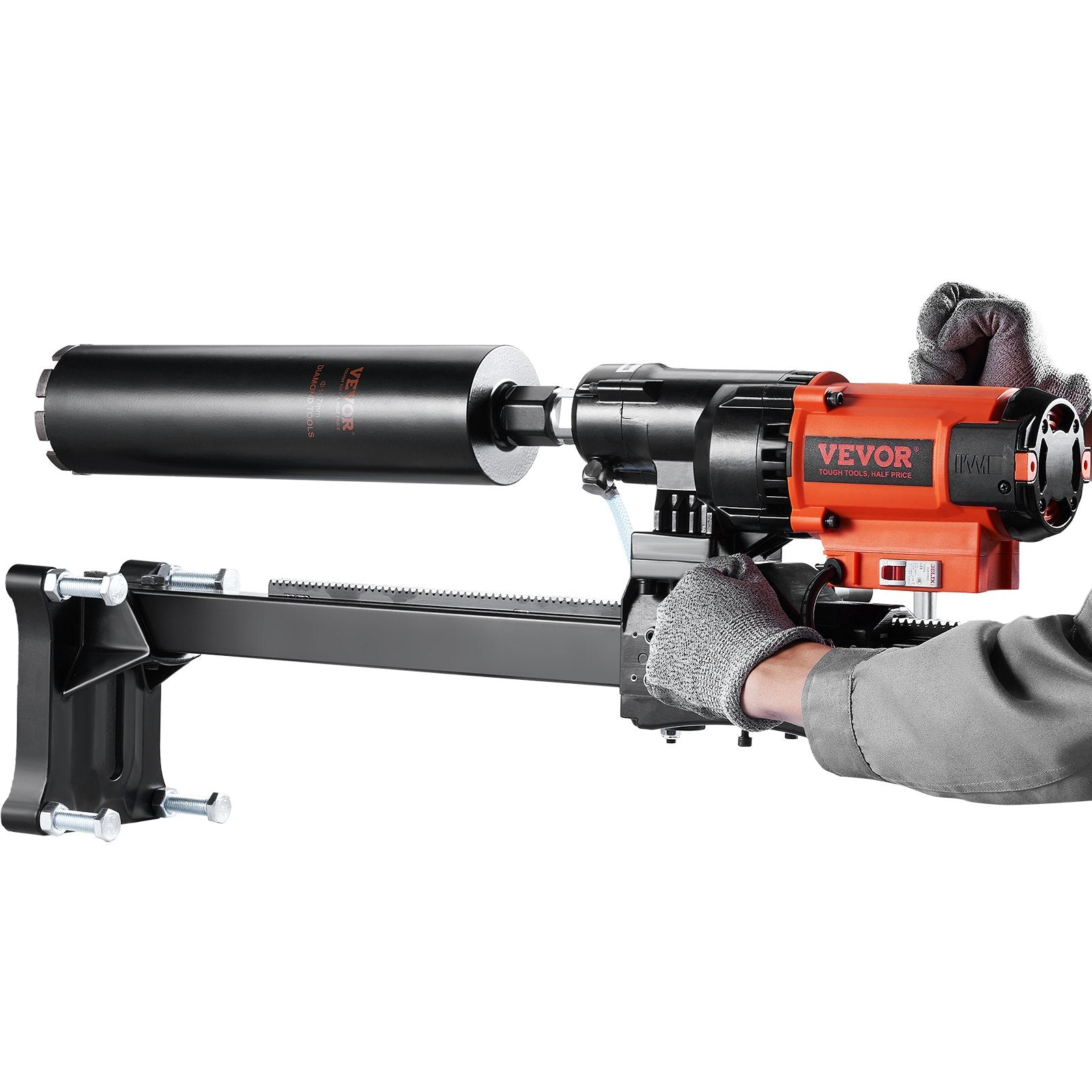 Diamond Core Drilling Machine, 8in Wet&Dry Concrete Core Drill Rig with Stand, 750RPM Speed & 1-1/4