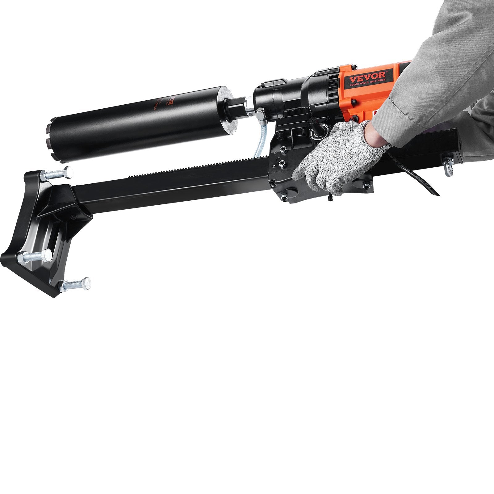 Diamond Core Drilling Machine, 8in Wet&Dry Concrete Core Drill Rig with Stand, 750RPM Speed & 1-1/4