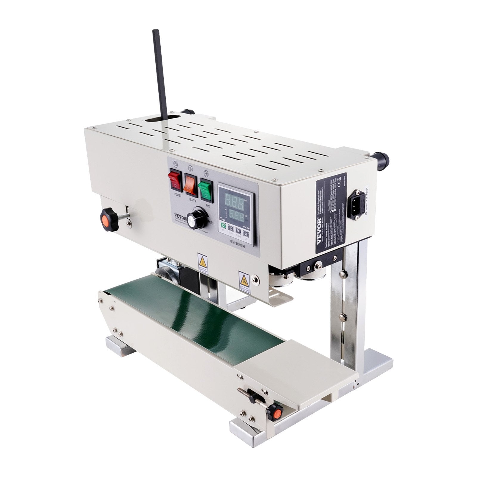 Continuous Bag Band Sealing Machine, 6-12 mm Sealing Width, Vertical Band Sealer Machine with Digital Temperature Control, Carbon Steel Bag Sealer for 0.02-0.8 mm Plastic Bags Films Membrane