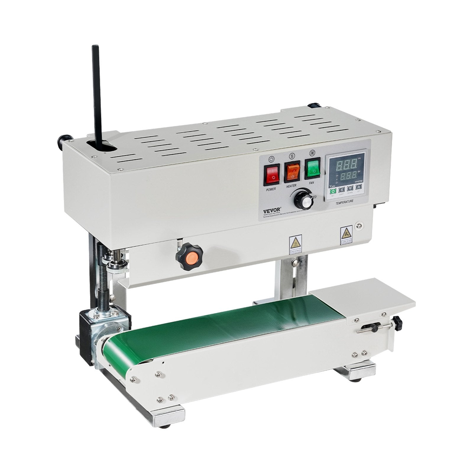 Continuous Bag Band Sealing Machine, 6-12 mm Sealing Width, Vertical Band Sealer Machine with Digital Temperature Control, Carbon Steel Bag Sealer for 0.02-0.8 mm Plastic Bags Films Membrane