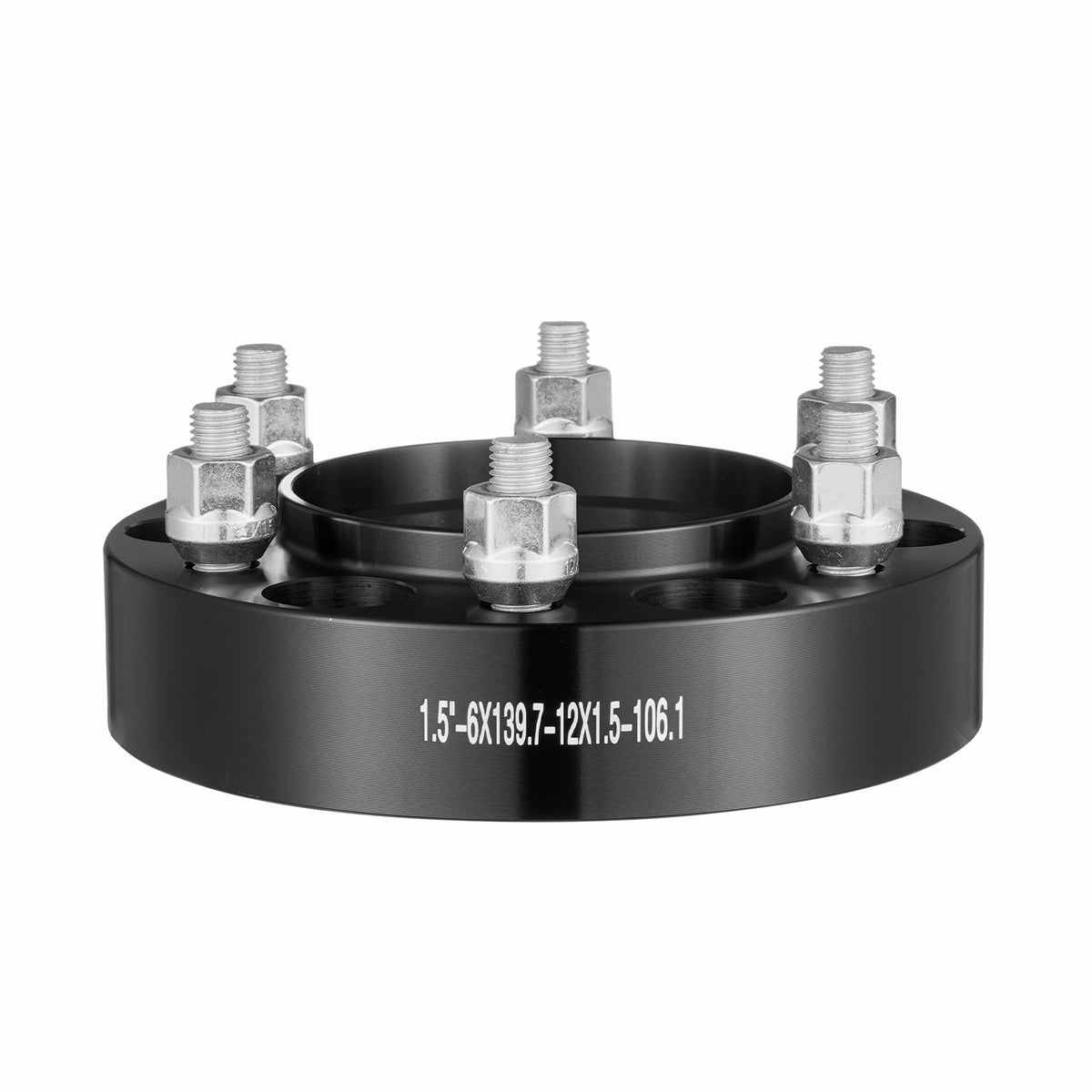 1.5 Inch 6x5.5 Wheel Spacers 4 PCS Forged Aluminium 6 Lug M12x1.5 Adapters Black