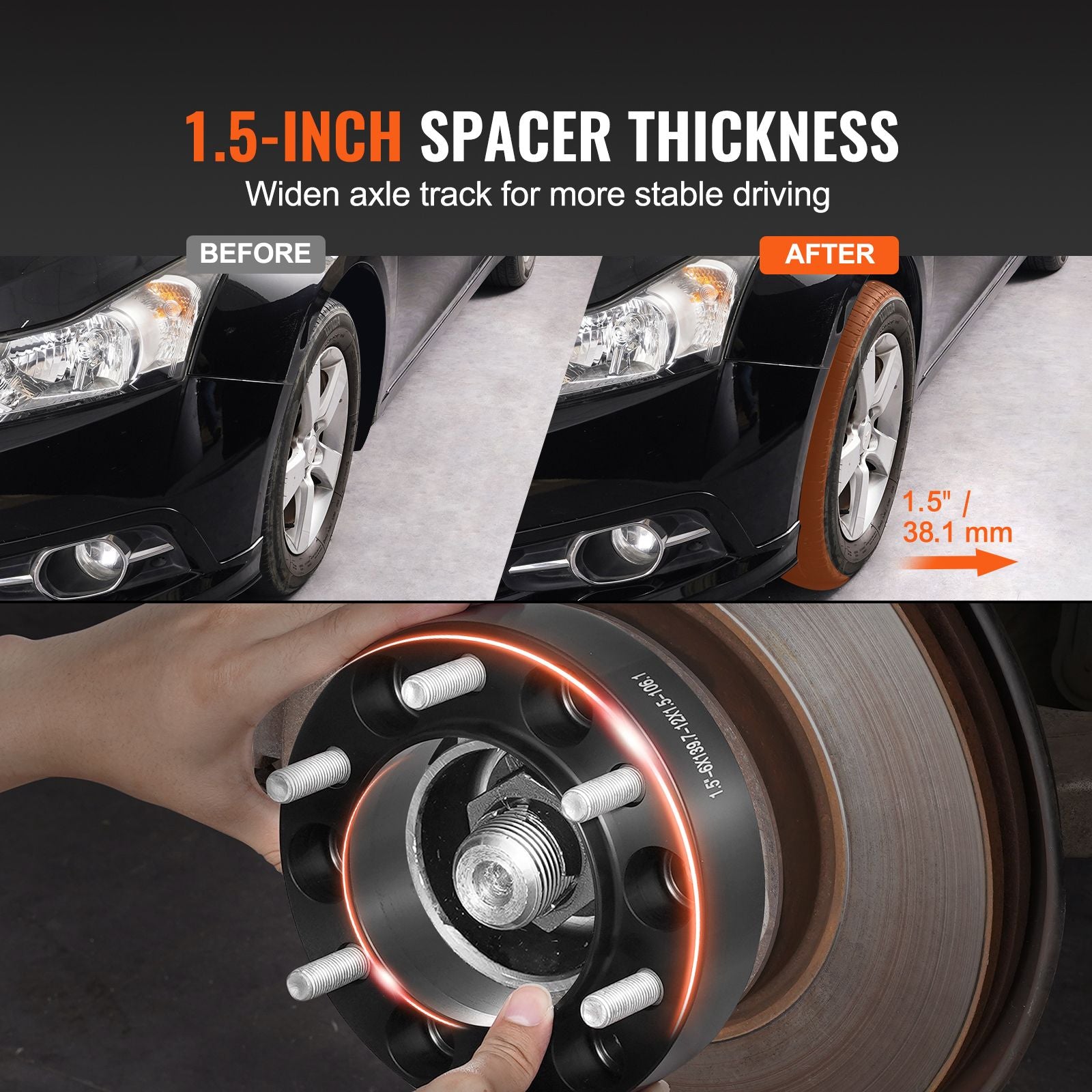 1.5" 6"x5.5" Wheel Spacers Wheel Adapters 6 Lug Forged Spacer 4 PCS Black