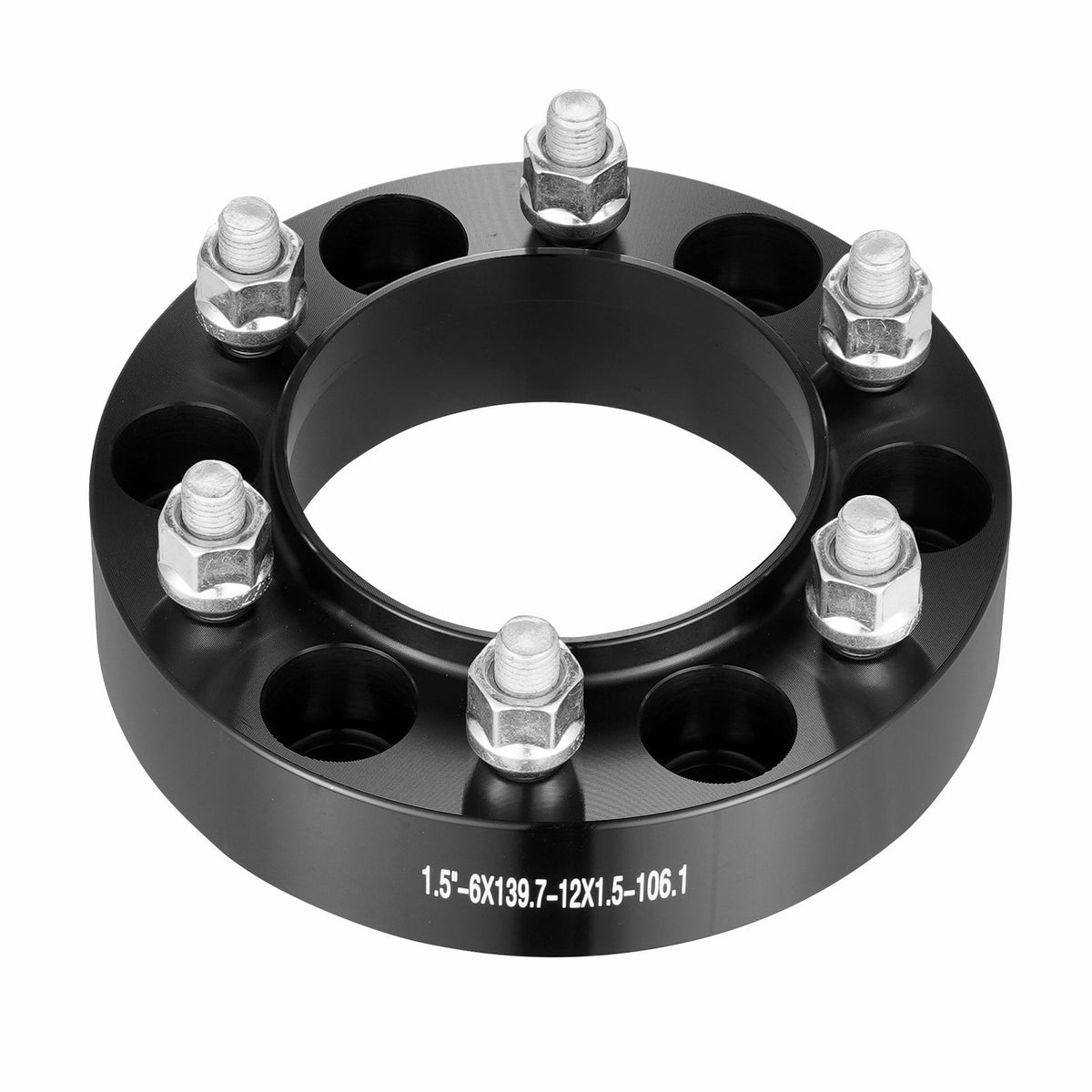1.5 Inch 6x5.5 Wheel Spacers 4 PCS Forged Aluminium 6 Lug M12x1.5 Adapters Black